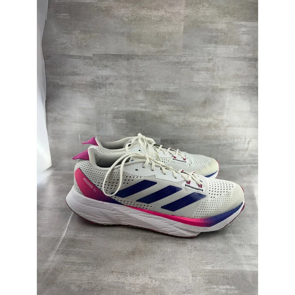Adidas Adizero SL Men Running Shoes White Blue Pink GV9095 Size 10